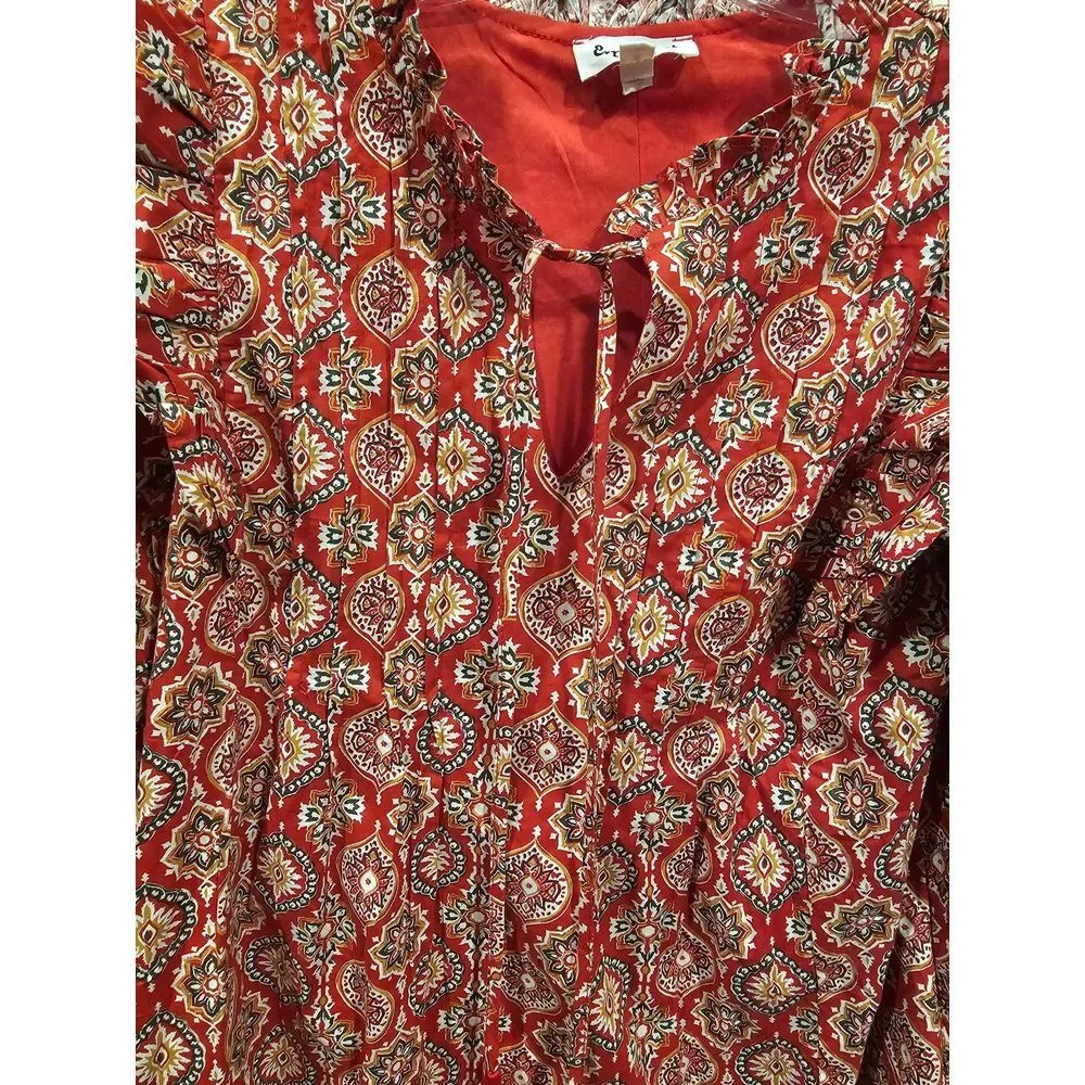 &Merci‎ Red Patterned Longsleeve Dress Women's Size Small - Picture 3 of 5